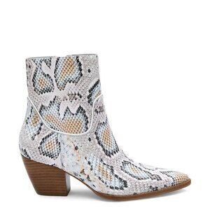 Embossed Leather Ankle Bootie White Multi Snake Print Size 6.5 Matisse Amore